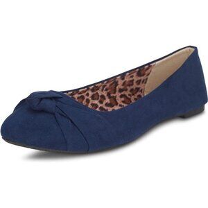 Navy Blue Knot Front Women's Ballet Flats | Comfortable Slip-On Shoes